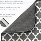 S&T INC. Dish Drying Mat XL, 18” x 24”, Absorbent Microfiber Kitchen Counter Mat, Dish Drying Pad for Dishes, Utensils, Pots and Pans, Extra Large, Pewter Grey Trellis