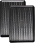 Large Baking Sheet Set (2 Pack) - Half Sheet Pan 17.7x12.2 Inch, 0.8mm Heavy Duty Carbon Steel, Nonstick & Warp Resistant Cookie Sheet for Baking, Roasting, Textured Pattern, Dark Grey