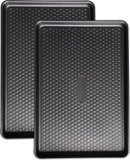 Large Baking Sheet Set (2 Pack) - Half Sheet Pan 17.7x12.2 Inch, 0.8mm Heavy Duty Carbon Steel, Nonstick & Warp Resistant Cookie Sheet for Baking, Roasting, Textured Pattern, Dark Grey