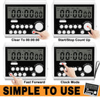 XREXS 5 Channels Digital Kitchen Timer, Clock Mode with Large LCD Display, Cooking Timer, Loud Volume Alarm and Flashing Light with Magnetic Back, Stand, Battery Included