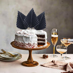 Gyufise 6Pcs Paper Palm Fan Cake Toppers Palm Spear Leaves Fan Cupcake Toppers Cake Insert Decorations Craft DIY Cake Bakeware Decoration for Birthday Party Wedding Party Decor Supplies Black