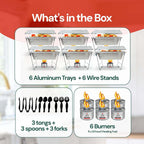 Disposable Chafing Dish Buffet Set (39 pcs) – Catering Food Warmers with Half-Sized Serving Pans, Covers, Foldable Racks, Utensils & Fuel Cans - Perfect for Buffets, Parties & Food Serving