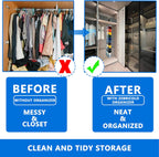 Closet Organization,12 Section, Hanging Closet Organizer, Space Saving, College Dorm Essentials for Girls,Heavy dutys Hooks Up to 45 Pounds,Clothes Storage,Closet Organizer,White/Black