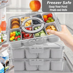 shopwithgreen 2Pcs Snackle Box Container, Divided Serving Tray with Lid and Handle, Snack Box Container Food Platter Charcuterie for Party, Veggies, Snack, Fruit, Nuts, Entertaining, Picnic,Gray
