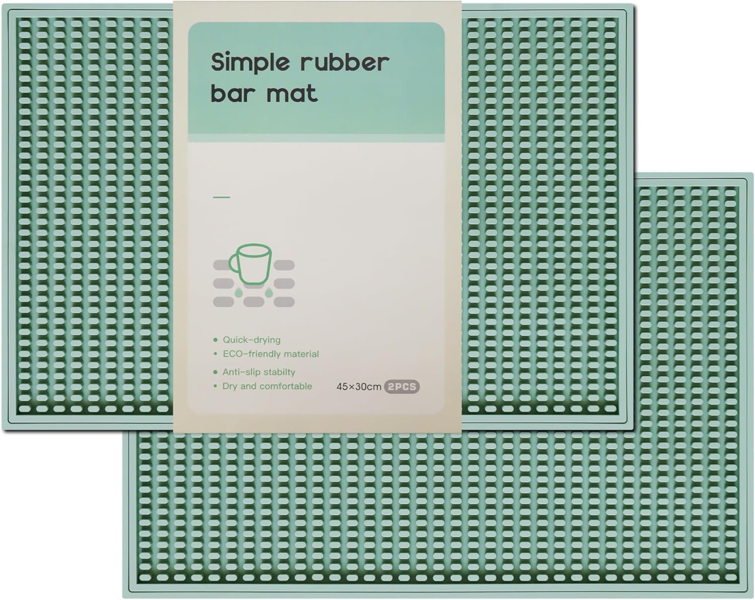 2 Pack Bar Mat, Home Bar Tool Drying Mats, Bar Accessories for The Home Bar Set 18''x12''（Green） for Bars, Outdoor Camping, Bar for Home