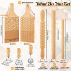 Tioncy 7 Pcs Gnocchi Pasta Making Tool, Wood Gnocchi Board with Ravioli Stamp and Rolling Pin Set Homemade Kitchen Gift for Baking Lovers(Dumpling Style)