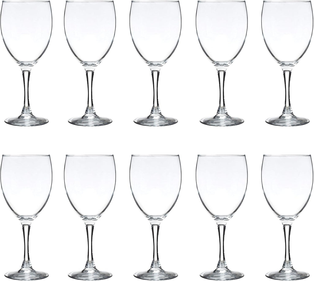 DISCOUNT PROMOS Nuance Wine Glasses by ARC 10.5 oz. Set of 10, Bulk Pack - Restaurant Glassware, Perfect for Red Wine, White Wine, Cocktails - Clear