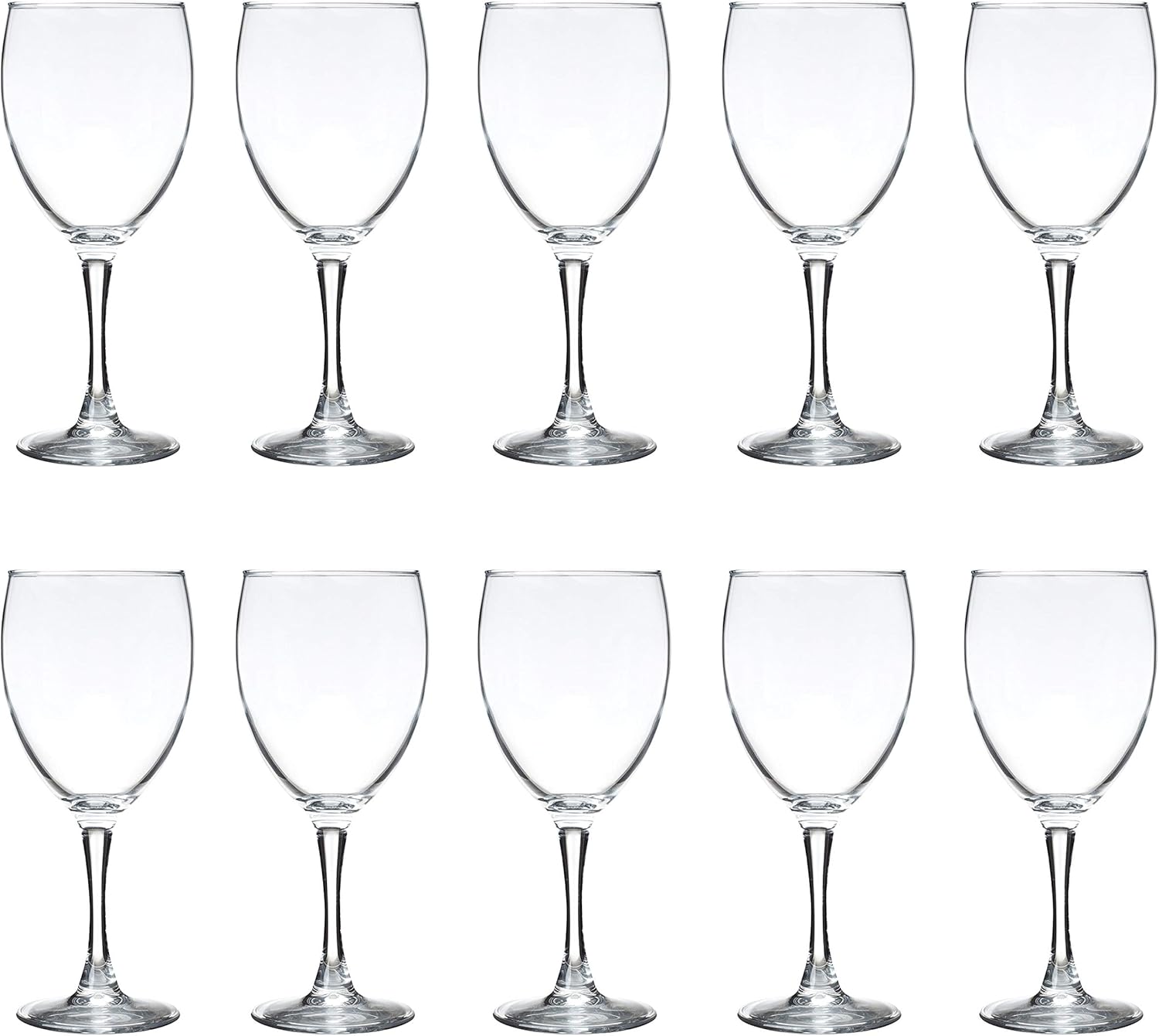 DISCOUNT PROMOS Nuance Wine Glasses by ARC 10.5 oz. Set of 10, Bulk Pack - Restaurant Glassware, Perfect for Red Wine, White Wine, Cocktails - Clear