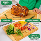 GREENER CHEF 20 Inch Extra Large Bamboo Cutting Board with Lifetime Replacement - Wooden Butcher Block for Kitchen, Carving Meat, Vegetables, and Charcuterie with Deep Juice Groove