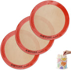6 Inch Round Baking Mats, Food Grade Silicone Mats for Cake Pan/Tortilla Maker, Premium Non-Stick Reusable 6 Inch Tortilla Press Liner for Small Cake/Tortilla/Pie/Pizza, Round 5.5" Orange, 3PCS