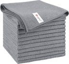 Orighty Microfiber Cleaning Cloth, 12 Pack Highly Absorbent Cleaning Supplies, Lint Free Cloths for Multiple-use, Powerful Dust Removal Clean Rags for House, Kitchen, Car Care(12x12 inch) Grey