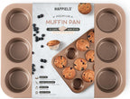 Non Toxic Nonstick 12 Cup Muffin Pan | PFOA BPA free Nontoxic Cupcake Tin | Best Non Stick Muffin Pans | Muffin tins | Cupcakes Tray | Carbon Steel Bakeware Mold Trays