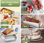 P&P CHEF Loaf Pan Set, 9-inch Bread Pans, Stainless Steel Loaf Toast Baking Pans For Bread Meatloaf Lasagna Cake, Healthy & Non Toxic, Oven & Dishwasher Safe,(Silver, 10Pcs)