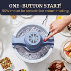 Elite Gourmet 4Qt Electric Ice Cream Maker EIM350X Delicious Homemade Ice Cream, Gelato, Sorbet, Frozen Yogurt, 4Qt Aluminum Freezing Cannister, Durable Plastic Ice Bucket, Powerful 50W, Periwinkle