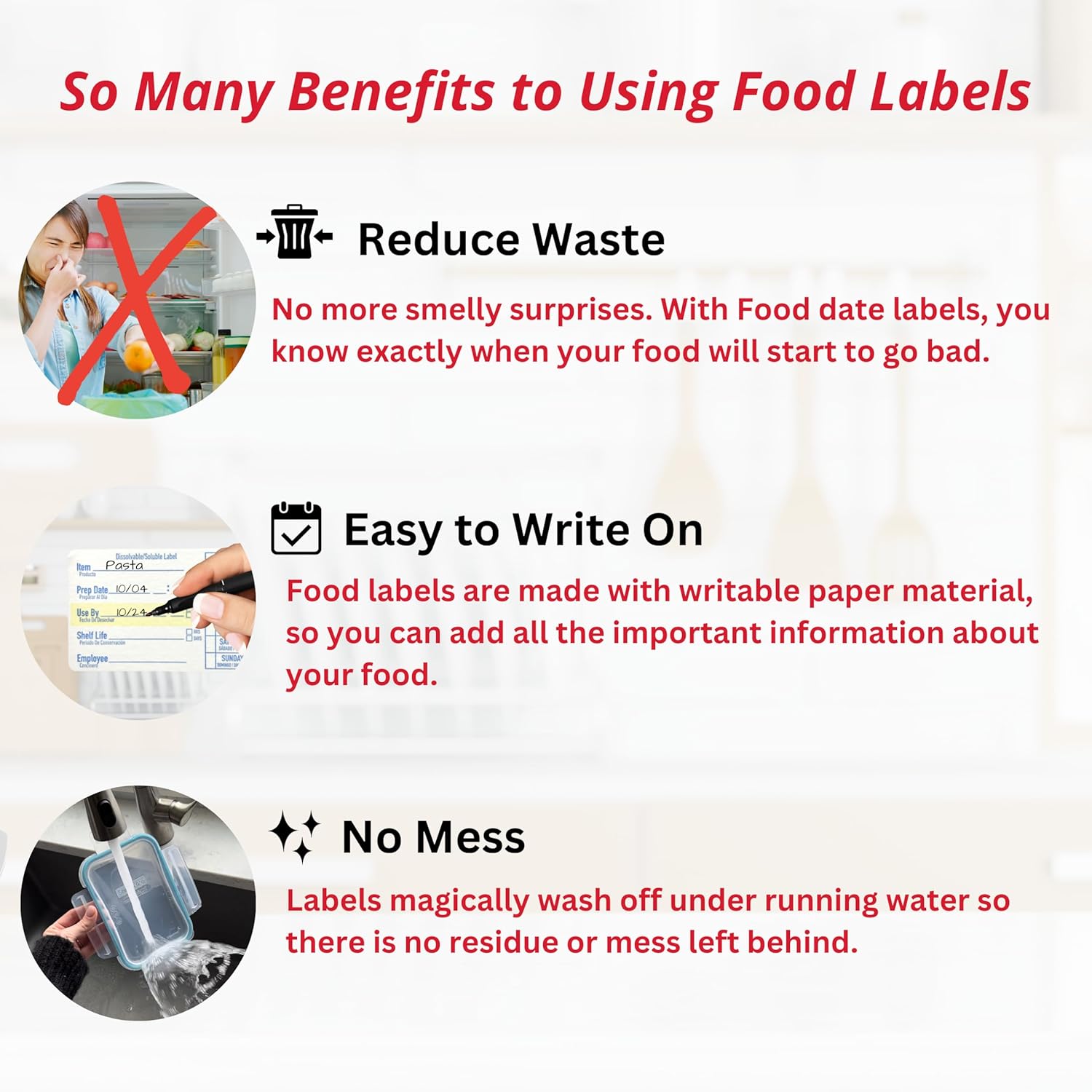 2x3 Dissolvable Food Labels, 500 Label Stickers, Bottle Labels for Storage Bins, Sticker Labels for Food containers, (500, Blue)