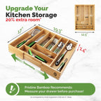 Silverware Tray for Drawer Organizer,Kitchen Drawer Organizer,Cutlery Organizer in Drawer, Flatware Silverware Holder, Expandable Adjustable Wooden Dividers (8-slots)