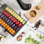 RECAPS Crystal Tempered Glass Coffee Pod Drawer Organizer Compatible with Nespresso Vertuo, Hold up to 50 Small or 40 Big Vertuo Pods or 26 K-cup Pod,Sliding K Cup Drawer for Countertop