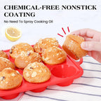 Regular 12 Cup and Mini 24 Cup Nonstick Cupcake Pan Set Silicone Muffin Pan for Baking Silicone Cupcake Mold with Metal Reinforced Frame BPA Free (2 Pcs, Red)