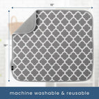 S&T INC. Dish Drying Mat, 16” x 18”, Absorbent Microfiber Kitchen Counter Mat, Dish Drying Pad for Dishes, Utensils, Pots and Pans, Large, White Trellis