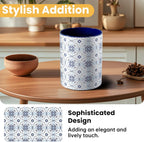 Ceramic Kitchen Utensil Holder for Countertop, Large Mediterranean Utensil Crock ,Navy Blue