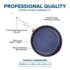 Viking 3-Ply Non Stick Frying Pan, 8 Inch Hybrid Plus Stainless Steel Kitchen Cookware, Silver