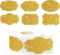 350 PCS Gift Tags Stickers Name Labels Stickers,2" x 1.2" Fancy Shape Stickers Self-Adhesive Handmade Bottle All-Purpose Jar Labels for Presents Cosmetic Decoration Jars Food Craft (Bright Gold)