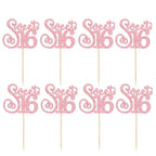 Gyufise 24 Pack Happy Sweet 16 Cupcake Toppers Glitter Sixteen 16th Birthday Cupcake Picks Cheers to 16 Years Old Cupcake Decorations for 16th Birthday Anniversary Party Cake Decorations Supplies Pink
