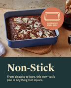 Caraway 9” Square Pan Duo - Non-Stick Ceramic Coating - Free From Forever Chemicals - Cake Pan Perfect for Brownies, Lemon Bars, & More - Cream