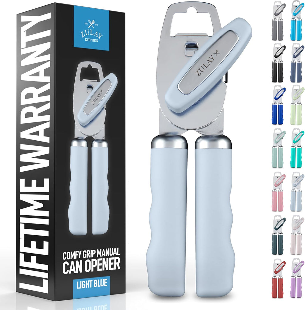 Zulay Kitchen Manual Can Opener with Bottle Opener with Turn Knob