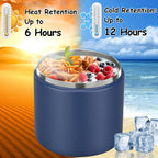 19oz Insulated Vacuum Food Jar with Buckle Lid Wide Mouth Soup Thermo for Hot Food Kids Leakproof Stainless Steel Lunch Container- Blue-1Pack