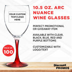 Custom Nuance Wine Glasses by ARC 10.5 oz. Set of 100, Personalized Bulk Pack - Restaurant Glassware, Perfect for Red Wine, White Wine, Cocktails - Red
