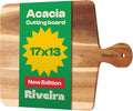 Riveira Acacia Wood Cutting Board – Gourmet Acacia Grandeur: 17 x 13 Wooden Cutting Board – Natural Wooden Cutting Boards For Kitchen Decorative – Innovative Juice Grooves Acacia Wooden Chopping Board