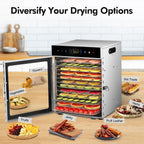 SUCICENI Food Dehydrator Machine 12 Stainless Steel Trays 1000W Meat Dehydrator for Home Use, 24H Timer & 195℉ Temperature Control Food Dryer for Jerky Fruit Herbs Mushroom Dog Treats