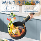 TOPWIT Hot Pot Electric, 2L Electric Pot, Non-Stick Sauté Pan, Portable Cooker for Steak, Egg, Fried Rice, Ramen, Soup with Dual Power Control (Silicone Spatula Included), Grey