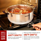 Sunhouse - 5.5 Quarts Steamer Pots With Lid 2-Tier Multipurpose Stainless Steel Steaming Pot Cookware For Vegetable, Dumpling, Sauce, Food - Triple Bottom, Measurement Line
