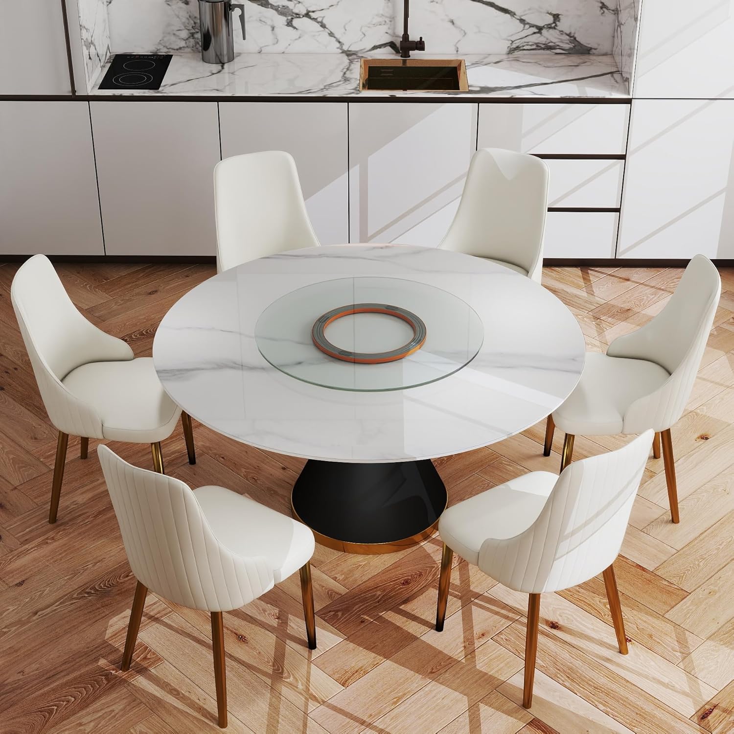 31.5" Lazy Susan for Table Top Tempered Glass Rotating Serving Tray for Dining Table, Kitchen Lazy Susan Organizer Spinning Rotating Food Server Party Centerpieces