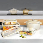 Urban Green Glass Food Container Set with Silicone Glass Lid, 3 Pack, Airtight, LeakProof, 100% Plastic Free, Meal Prep Containers (White Color)