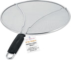 U.S. Kitchen Supply Stainless Steel Splatter Guard 13" Fine Mesh Cover, Grease & Oil, Splatter Screen for Frying Pan, Cooking Pots, with Resting Feet & Comfort Grip Handle