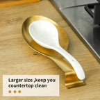 BETTWILLGold Spoon Rest for Kitchen Counter, Stainless Steel Spoon Holder for Stove Top, Spatula Ladle Spoon Utensils Holder, Gold Kitchen Accessories, Gold Cooking Utensiles. (GOLD 2PCS).