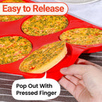Jumbo Muffin Top Pan, 4 Inch Extra Large Egg Baking Pan for Oven Silicone Molds for Breakfast Sandwiches, English muffins, Whoopie Pies, Corn Bread, Egg bites, 2 Pack Red