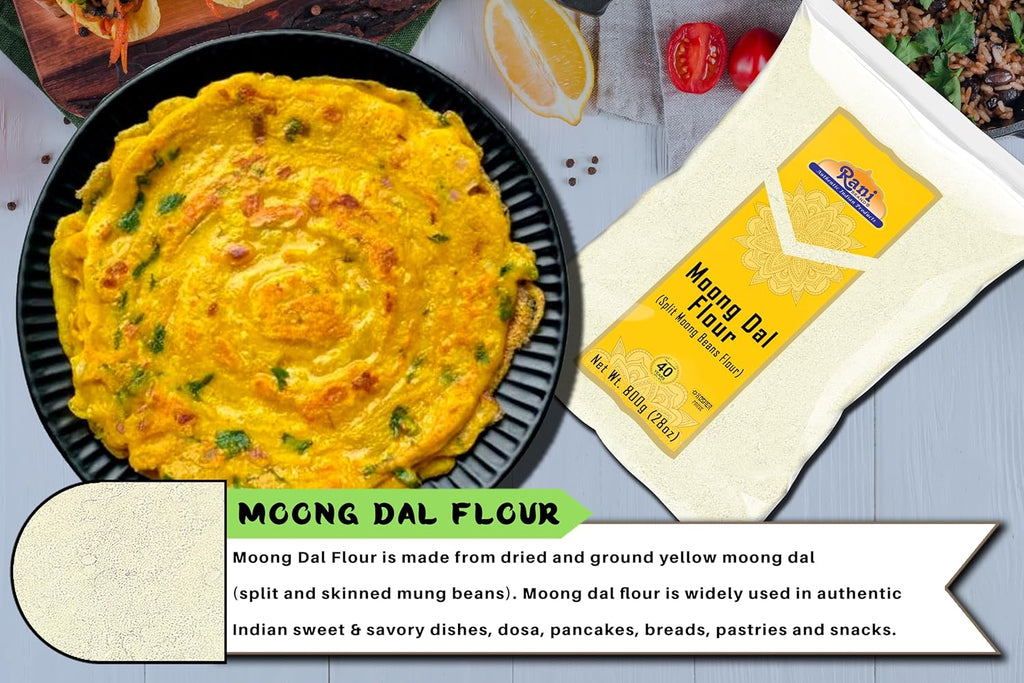 Rani Moong Flour (Mung Bean Flour, Green Gram Flour) 28oz (1.75lbs) 800g ~ All Natural | Vegan | Gluten Friendly | NON-GMO | Kosher | Indian Origin