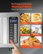 VEVOR Countertop Microwave Oven, 0.9 Cu Ft, 1000W Digital Stainless Steel Microwave Oven with Touchscreen, 10 Cooking Presets, 5 Power Levels, Multi-Lock Door & Easy Clean Interior for Commercial Use