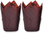 500 pcs Large size Brown Tulip Baking Cups 2-1/4"(Base diameter) x 4"(Wall height) Greaseproof paper baking cupcake Muffin liners