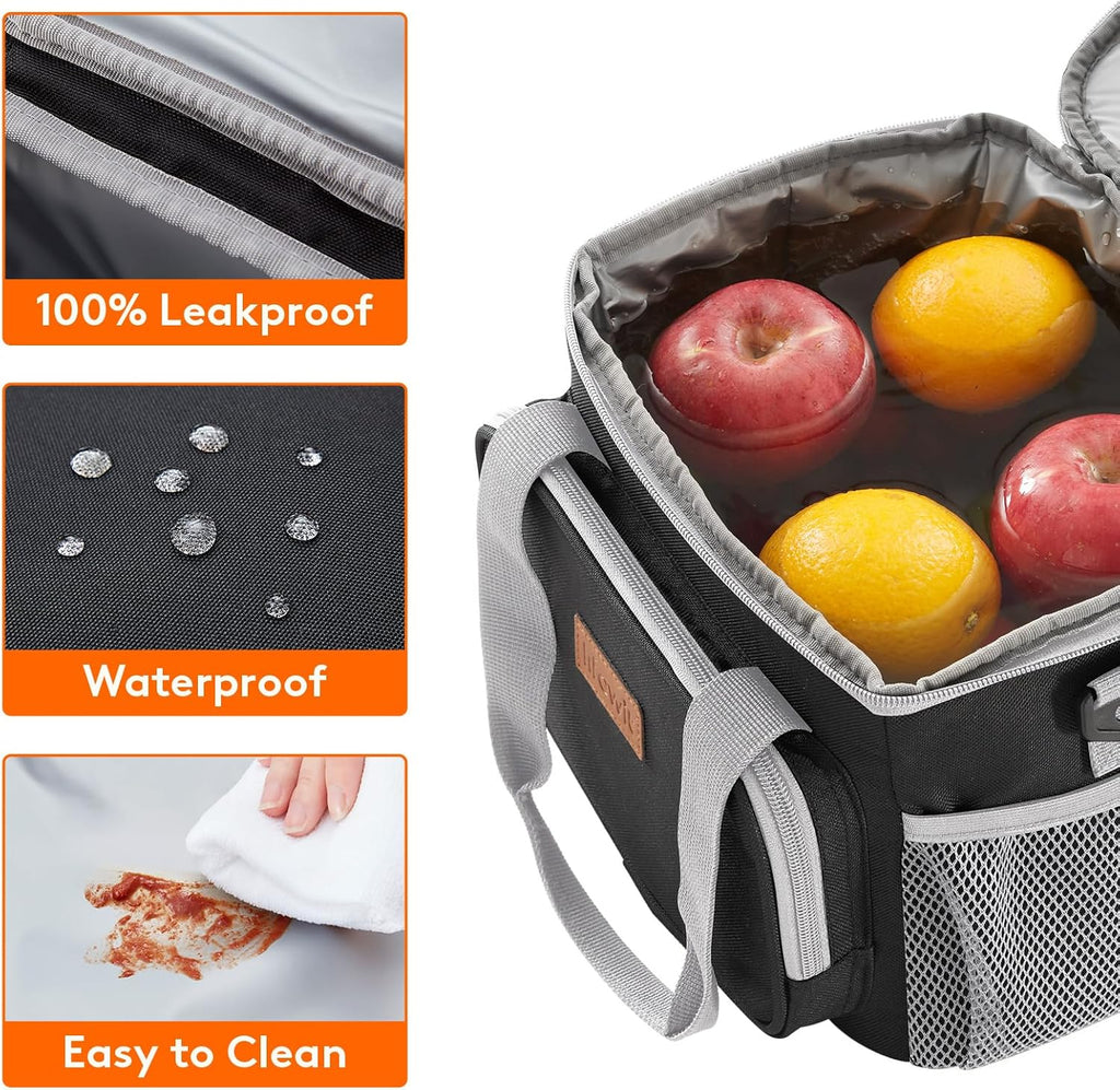 Lifewit Medium Lunch Bag Insulated Lunch Box Soft Cooler Cooling Tote for Adult Men Women, Gray and Black 12-Can (9L)