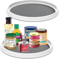 Set of 2, 12 Inch Non-Skid Lazy Susan Organizer, Pantry Lazy Susan Turntable for Cabinet, Kitchen Cabinet Organizer, Pantry Organization and Storage -White/Gray