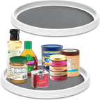 Set of 2, 12 Inch Non-Skid Lazy Susan Organizer, Pantry Lazy Susan Turntable for Cabinet, Kitchen Cabinet Organizer, Pantry Organization and Storage -White/Gray