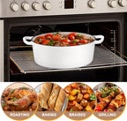 E-far 5QT Oval Dutch Oven Pot with Lid, Enameled Cast Iron Dutch Oven with Dual Handles for Sourdough Bread Baking Cooking, Nonstick Enamel Coated Cookware(White), Non-Toxic & Easy Clean