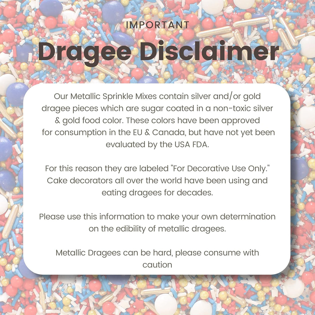 Sprinkle Pop Old Glory Sprinkle Mix| Red White Blue Sprinkles with Gold Metallics| Decorating Patriotic Sprinkles Made in USA for 4th of July Independence Day Cakes Cupcakes Donuts Cookies, 4oz