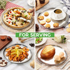P&P CHEF 10 Inch Pizza Pan, Stainless Steel Round Pizza Tray Baking Pans, Pizzas Plate Serving Tray for Cookie Meat, Oven & Dishwasher Safe & Easy Cleaning, (Mirror Finish) - 3 Pieces