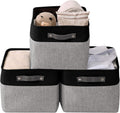 DECOMOMO Storage Baskets for Shelves - Fabric Storage Bins, Linen Closet Organizers and Storage (Grey & Black, Large - 3 Pack)